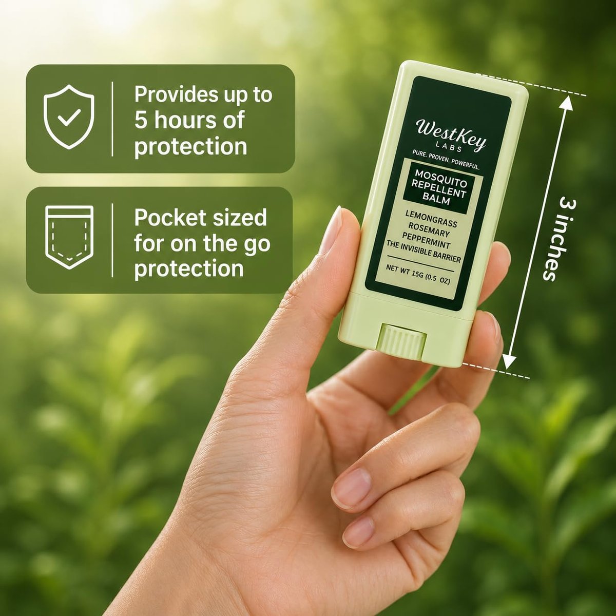WestKey Labs Mückenstift – 3er-Pack (je 14 g) – DEET-freier, pflanzlicher Insektenschutz für Kinder & Erwachsene – Natürlicher Schutz, Reisefreundlich, Sicher für den Außenbereich