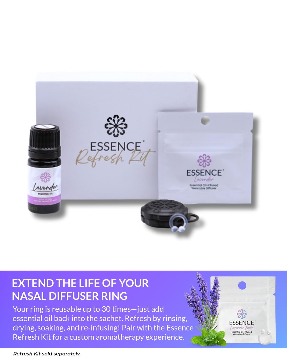 HONÉ Essence Aromatherapie Nasal-Diffuser – Lavendel-Minze Ätherisches Öl Nasenring Silikoninhalator für Stress- & Stimmungsunterstützung – Hergestellt in den USA & Reisefreundlich (3er-Pack)