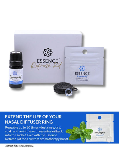 Essence Tragbarer Aromatherapie-Nasendiffusor – Pfefferminz-Öl-Nasenring-Silikon-Inhalator für Stress & Stimmung – Hergestellt in den USA & Reisefreundlich (3er-Pack)