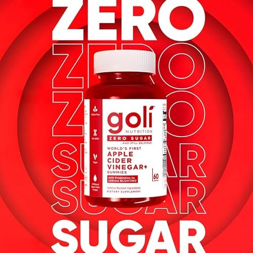 Goli Zero Sugar Apfelessig Gummis – ACV mit Vitamin B12 und Probiotika – Ohne Zuckeralkohole – Vegan, Keto-freundlich, Glutenfrei