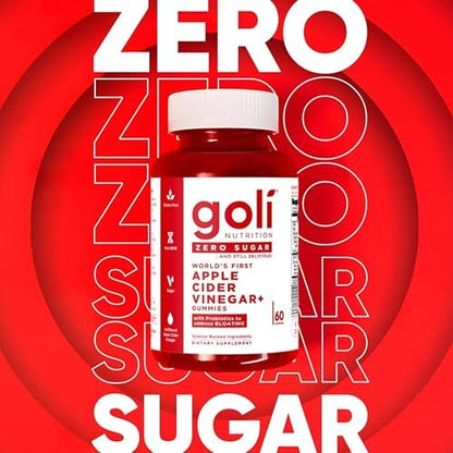 Goli Zero Sugar Apfelessig Gummis – ACV mit Vitamin B12 und Probiotika – Ohne Zuckeralkohole – Vegan, Keto-freundlich, Glutenfrei