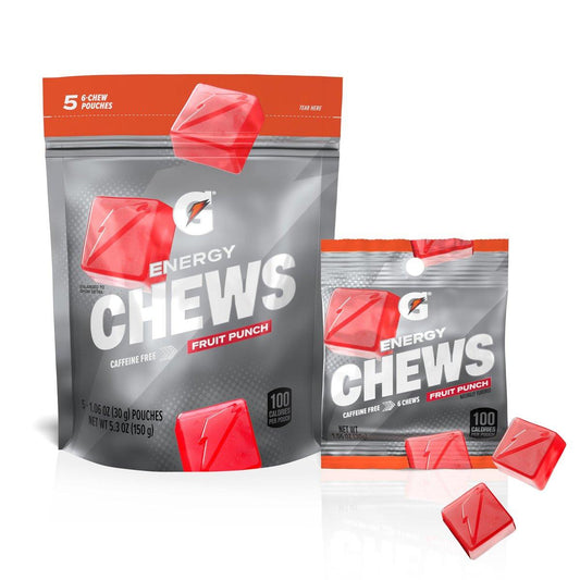 Gatorade Energy Chews, Fruit Punch, Koffeinfrei, B12, 100-Kalorien-Pouches (5er-Pack)