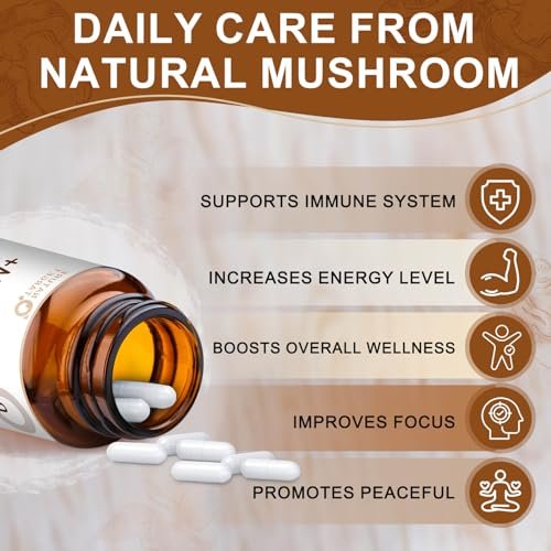NATURE TARGET 14-in-1 Pilz-Komplex – Löwenmähne, Cordyceps, Reishi, Turkey Tail – Koffeinfreie Energie, Gedächtnis & Immununterstützung – Vegan, 120 Kapseln
