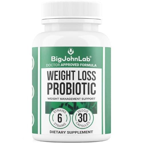 BIGJOHNLAB® Probiotika für Gewichtsmanagement & Blähungen - 6 probiotische Stämme - Präbiotika - Schlüsselzutaten Cayenne & Grüner Tee - Unterstützt die Darmgesundheit - Gewichtsmanagement für Frauen & Männer - 30 Kapseln