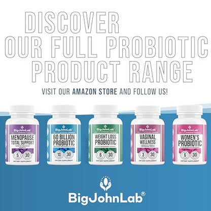 BIGJOHNLAB® Probiotika für Gewichtsmanagement & Blähungen - 6 probiotische Stämme - Präbiotika - Schlüsselzutaten Cayenne & Grüner Tee - Unterstützt die Darmgesundheit - Gewichtsmanagement für Frauen & Männer - 30 Kapseln