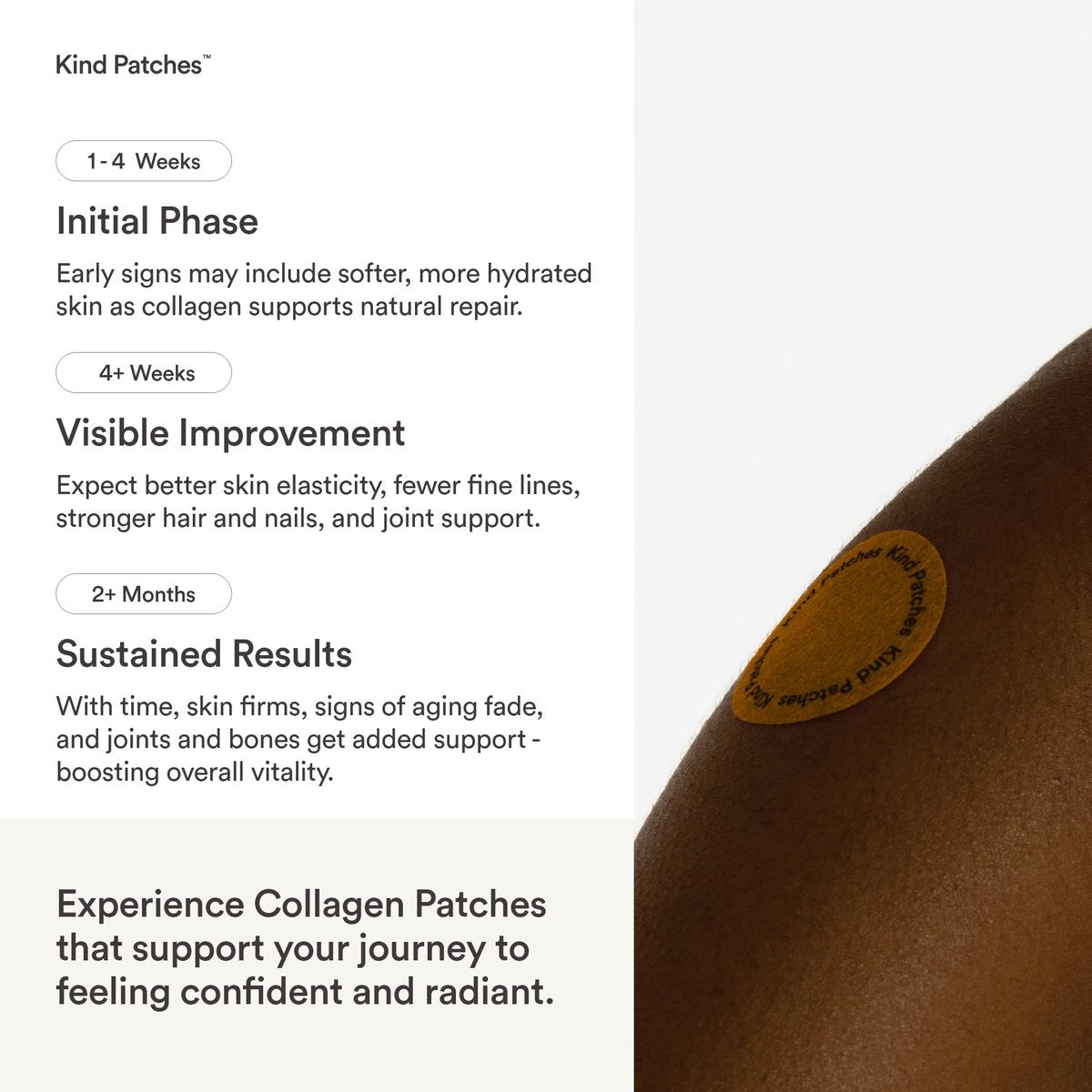 Kind Patches Collagen Patches - Hautstraffung mit Vitamin C und Aminosäuren - Natürliche Hyaluronsäure für Feuchtigkeit, gesündere Haare und Nägel - 30 Stück