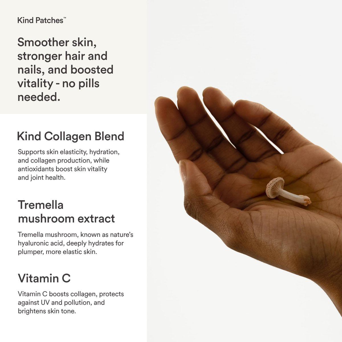 Kind Patches Collagen Patches - Hautstraffung mit Vitamin C und Aminosäuren - Natürliche Hyaluronsäure für Feuchtigkeit, gesündere Haare und Nägel - 30 Stück