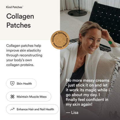 Kind Patches Collagen Patches - Hautstraffung mit Vitamin C und Aminosäuren - Natürliche Hyaluronsäure für Feuchtigkeit, gesündere Haare und Nägel - 30 Stück