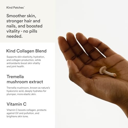 Kind Patches Collagen Patches - Hautstraffung mit Vitamin C und Aminosäuren - Natürliche Hyaluronsäure für Feuchtigkeit, gesündere Haare und Nägel - 30 Stück