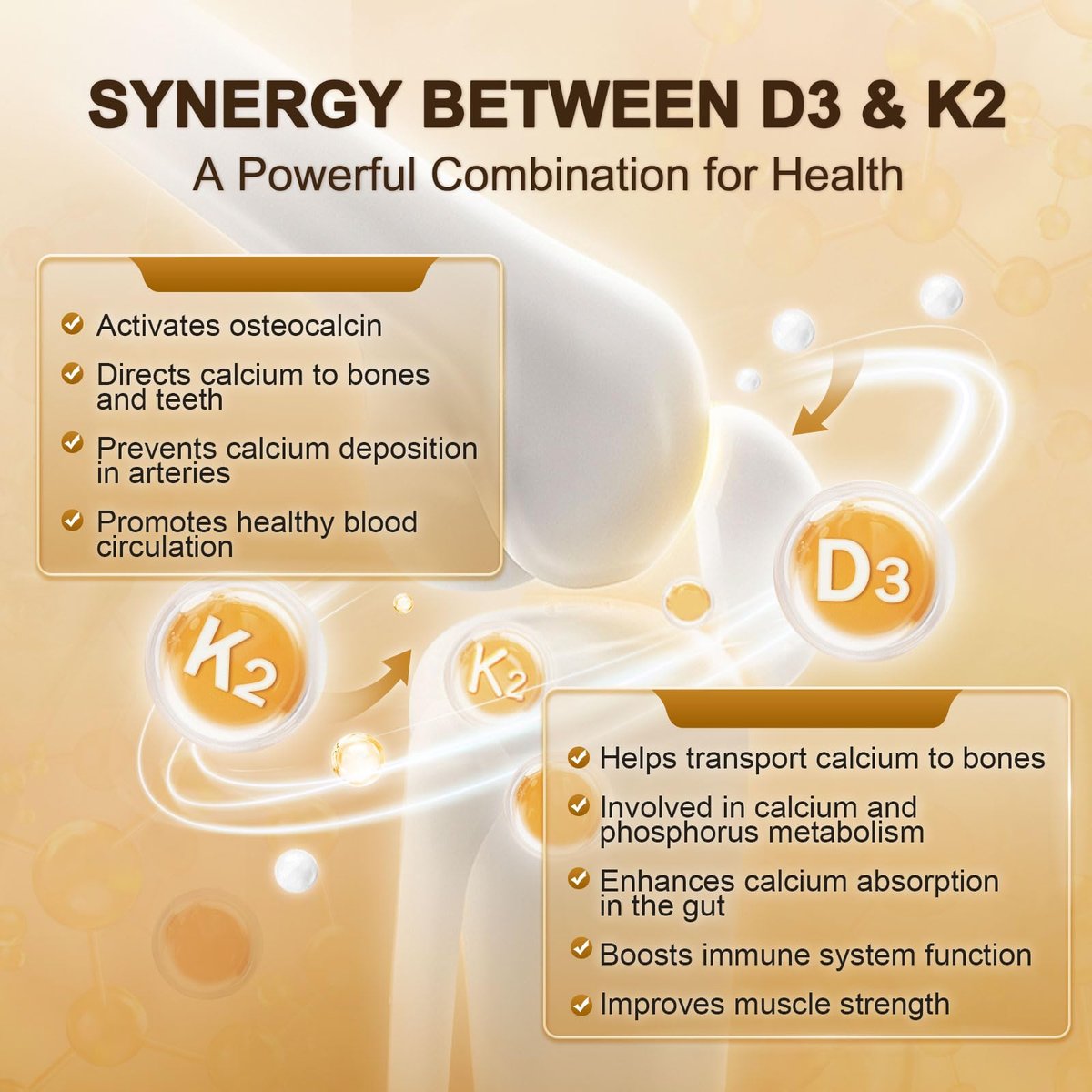 NATURE TARGET Vitamin D3 K2 mit Calcium & Magnesium - Max Stärke 4-in-1 Formel für Knochen-, Herz- & Immununterstützung - Liefert 5000 IE Vitamin D3 & 120 µg Vitamin K2, 120 Kapseln