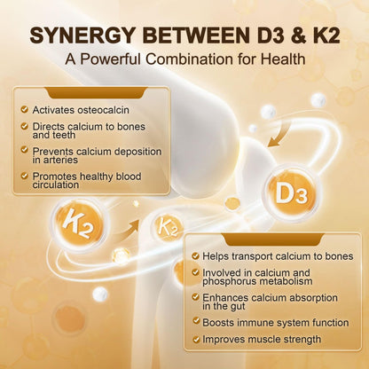 NATURE TARGET Vitamin D3 K2 mit Calcium & Magnesium - Max Stärke 4-in-1 Formel für Knochen-, Herz- & Immununterstützung - Liefert 5000 IE Vitamin D3 & 120 µg Vitamin K2, 120 Kapseln