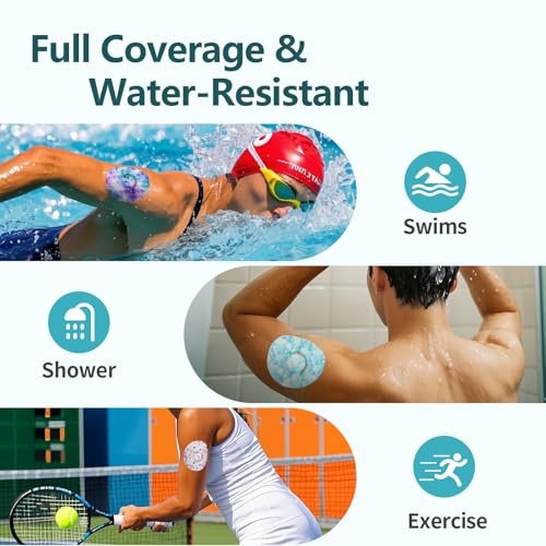 20 Stück wasserdichte Klebepflaster für Libre 3, Sensorabdeckungen für CGM, vorgestanzte Rückseite mit einfacher Lasche für 10-14 Tage, vollständige Abdeckung ohne Kleber in der Mitte, Bloomingday