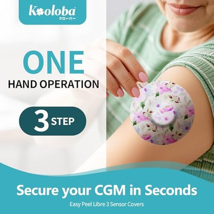 20 Stück wasserdichte Klebepflaster für Libre 3, Sensorabdeckungen für CGM, vorgestanzte Rückseite mit einfacher Lasche für 10-14 Tage, vollständige Abdeckung ohne Kleber in der Mitte, Bloomingday