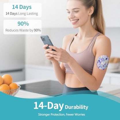 20 Stück wasserdichte Klebepflaster für Libre 3, Sensorabdeckungen für CGM, vorgestanzte Rückseite mit einfacher Lasche für 10-14 Tage, vollständige Abdeckung ohne Kleber in der Mitte, Bloomingday