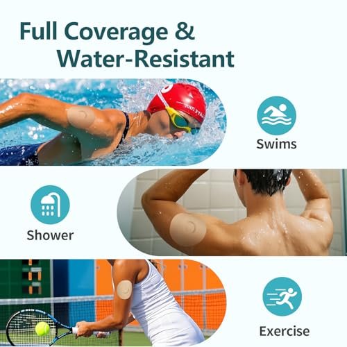 20er-Pack Klebepflaster für Libre 3 wasserdicht, Sensorschutz für CGM, vorgestanzte Trägerfolie mit einfacher Abziehlasche, 10–14 Tage Halt, keine Klebung in der Mitte (Nude, 20 Stück)
