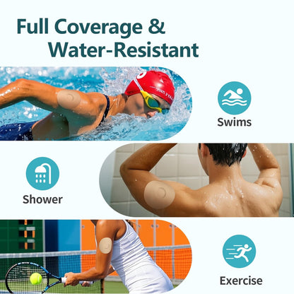 20er-Pack Klebepflaster für Libre 3 wasserdicht, Sensorschutz für CGM, vorgestanzte Trägerfolie mit einfacher Abziehlasche, 10–14 Tage Halt, keine Klebung in der Mitte (Nude, 20 Stück)