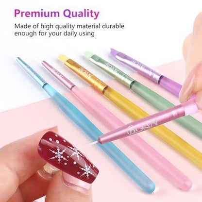 BQAN Nagelkunstpinsel Set – 5-teiliges Nail Art Pinsel Set mit Flachpinsel, Rundpinsel, French-Gel-Pinsel & 2 Liner-Pinseln für DIY Nageldesign zu Hause oder im professionellen Salon