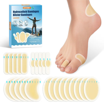 CEYOME Gel Blasenpflaster Hydrokolloid-Blasenpflaster für Sport, Läufer & Reisen – 24er-Pack Blasenkissen für Füße, Zehen & Ferse – Wasserbeständige Blasenpflaster zur Vorbeugung & Heilung (Sortiert)