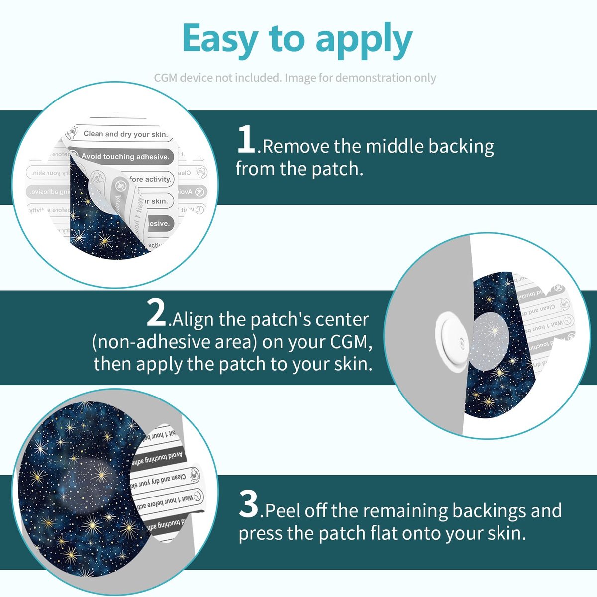 Kooloba Astralora Adhesive Patches für Libre 3 – Wasserdichte Sensorschutzfolien, 20 Stück, vorgeschnittene Trägerfolie mit Easy-Peel-Tab, 10-14 Tage Halt, kein Kleber in der Mitte