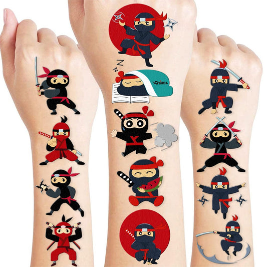 96 Stück Ninja Krieger temporäre Tattoos für Kinder – Hautfreundliche Aufkleber für Geburtstagsfeiern, Belohnungen & Dekoration