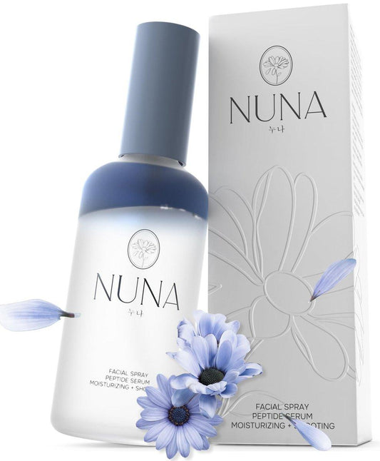 NUNA Ultra Hydrating Face Serum Spray mit Peptiden, Niacinamid, Hyaluronsäure & Pflanzenextrakten – Koreanischer leichter Feuchtigkeitsspray & Setting Spray für Make-up – 100 ml