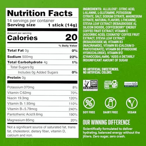 Liquid I.V.® Hydration Multiplier Sugar-Free + Energy – Blackberry Lemonade | Elektrolyt-Pulvergetränk | 1 Packung (14 Portionen)