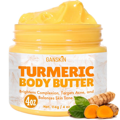 Ganskin Kurkuma-Gesichtscreme – Natürliche Hautaufhellungslotion – Körperbutter gegen dunkle Flecken, Hyperpigmentierung – Reinigt die Haut, bekämpft Akne, gleicht den Teint aus, Narben, Sonnenschäden