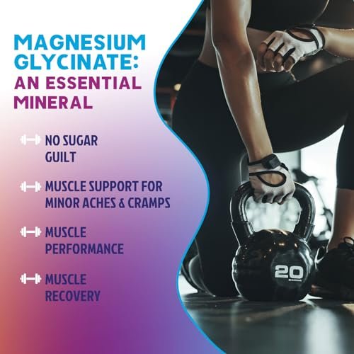 Magnesium Glycinat Gummis – Zuckerfrei – 100% chelatierte Magnesium Gummibärchen für maximale Aufnahme – für Schlafunterstützung & Herz-, Muskel- und Knochengesundheit – Sanft zum Magen, Traubengeschmack – 60 Gummis