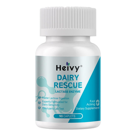 Heivy Reine Laktase-Enzym 9000 FCC – Schnelle Linderung bei Laktoseintoleranz, 90 Kapseln (1 Packung)