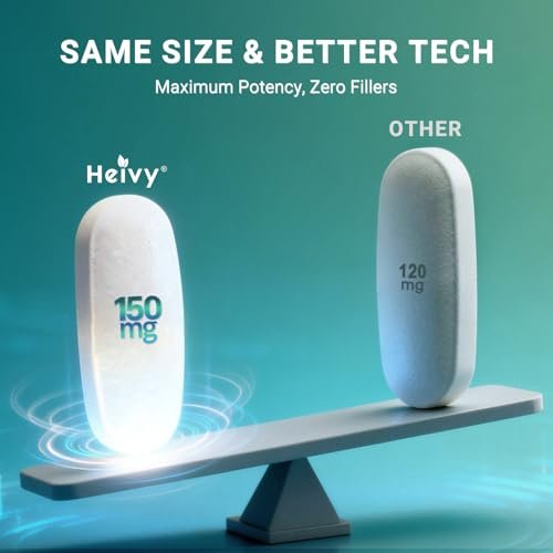 Heivy Reines Magnesiumglycinat 500 mg – 100% cheliert & gereinigt, unterstützt Nerven, Schlaf & Muskeln, vegan & nicht-GVO, hergestellt in den USA, 3. Partei getestet, 120 Tabletten