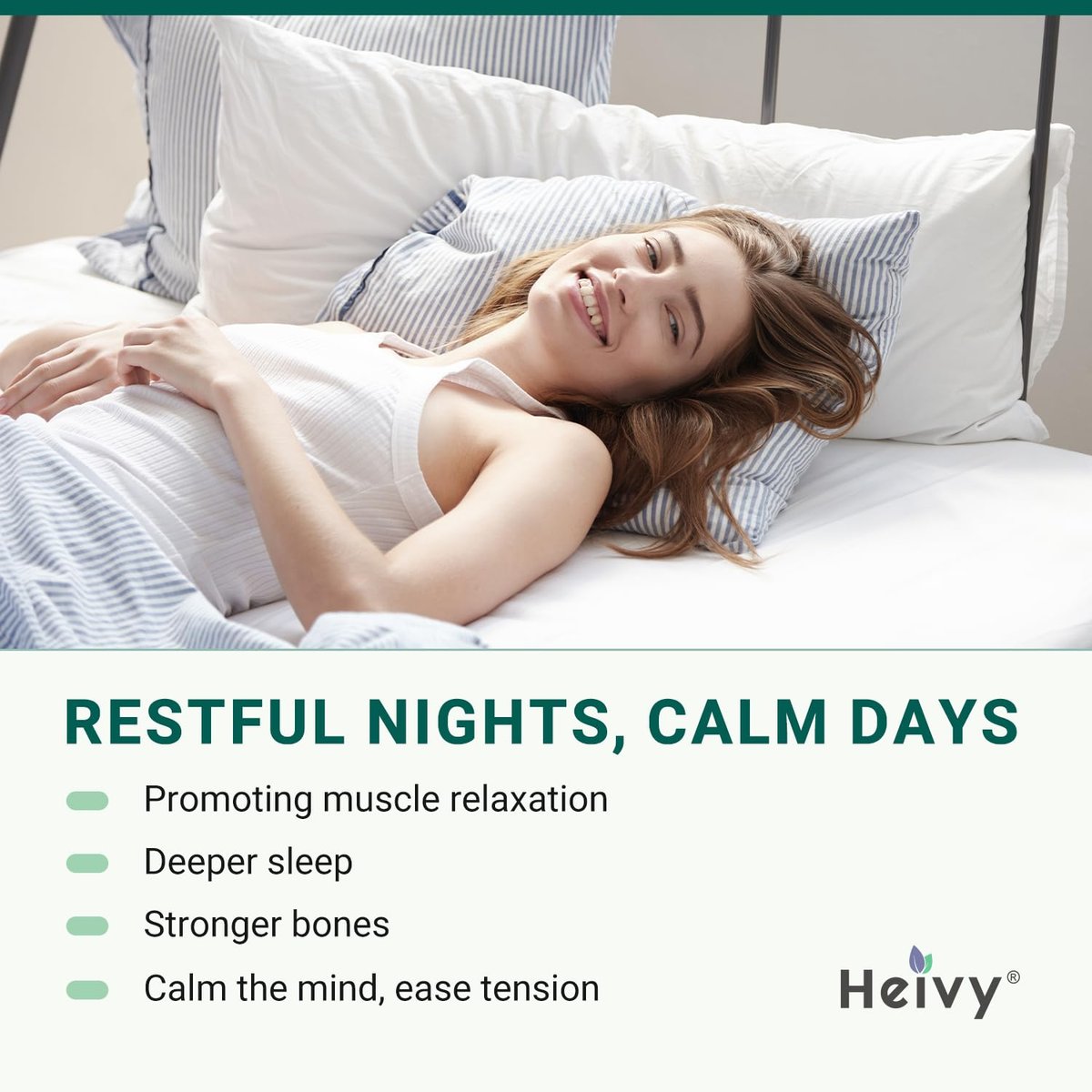 Heivy Reines Magnesiumglycinat 500 mg – 100% cheliert & gereinigt, unterstützt Nerven, Schlaf & Muskeln, vegan & nicht-GVO, hergestellt in den USA, 3. Partei getestet, 120 Tabletten