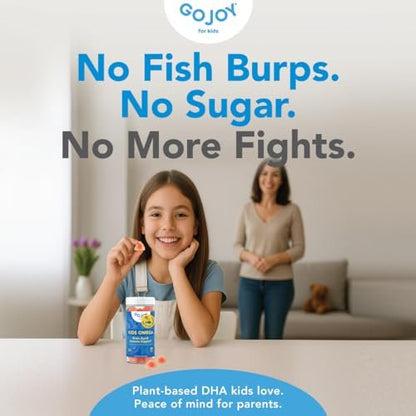 GOJOY Kids Omega 3 DHA Gummis – Kein Fischgeschmack, kein Zucker – Pflanzliches Omega-3 aus Algen – Vegan, sauberes DHA für Kleinkinder, Kinder ab 3 Jahren – 60 Gummis