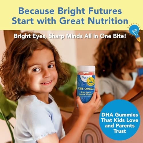 GOJOY Kids Omega 3 DHA Gummis – Kein Fischgeschmack, kein Zucker – Pflanzliches Omega-3 aus Algen – Vegan, sauberes DHA für Kleinkinder, Kinder ab 3 Jahren – 60 Gummis