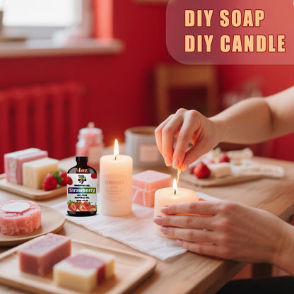 Erdbeer-Aromaöl – Süßes Erdbeeröl für Diffuser, DIY-Kerzen, Seife, Luftbefeuchter, Kinderzimmer, Geschenk – 120 ml
