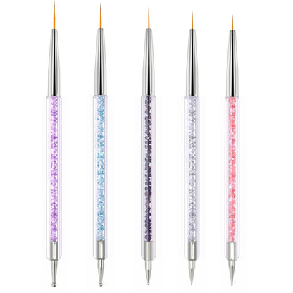 5-teiliges Nagelkunst-Pinselset - Doppelendige French-Tip- und Dotting-Werkzeuge (7-16 mm präzise Spitzen) für Salon, DIY, Anfänger - Geschenk für Frauen/Nagelkünstler