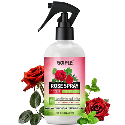 Rosenwasser für Locken & Dreadlocks – Feuchtigkeitsspendender & erfrischender Haarspray mit Minze – Pflegender & hydratisierender Dreadlock-Spray zur Pflege und zum Erhalt natürlicher Locken – 250 ml