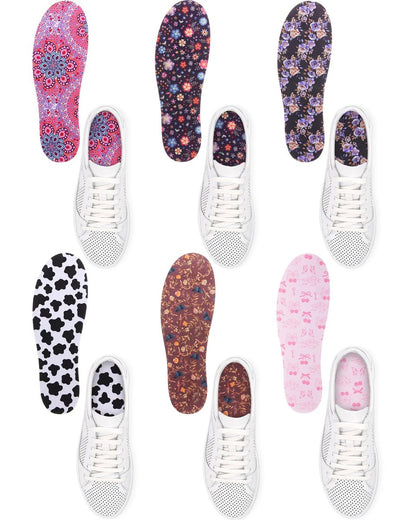 Velmitten 6 Paar No-Show-Socken, unsichtbare Socken, Sockless-Einlegesohlen, rutschfeste Einlagen für Damen und Herren (Vibrant Style)