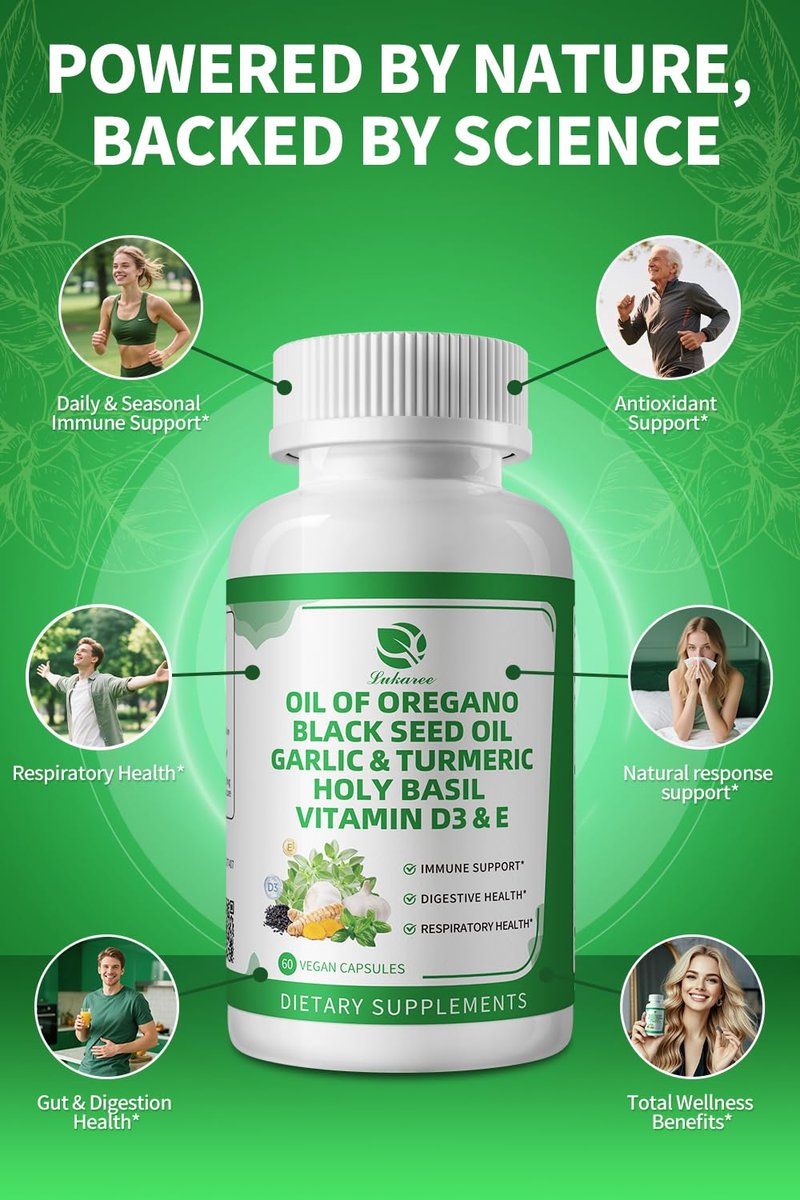 Organische Oregano-Öl-Kapseln mit Schwarzkümmelöl, Knoblauch, Kurkuma, Heiligem Basilikum, Vitamin D3, E & Schwarzem Pfeffer für bessere Aufnahme – Immun-, Verdauungs- & Atemwegsunterstützung – Vegan, Nicht-GVO, 2-Monats-Vorrat