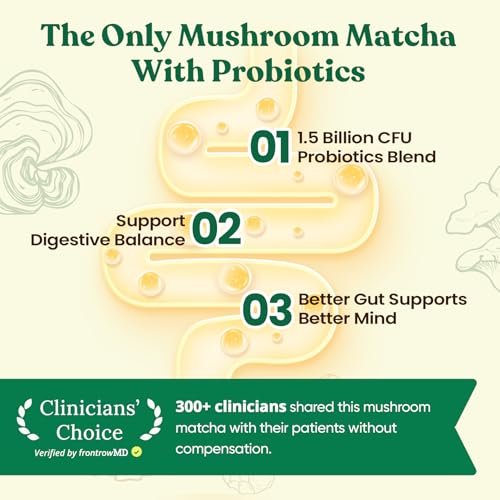 Venture Pal Pilz-Matcha-Pulver – 13 Superfood-Pilz-Kaffee-Alternative mit zeremoniellem Matcha-Pulver, 1,5B Probiotika für Konzentration, Energie & Verdauung