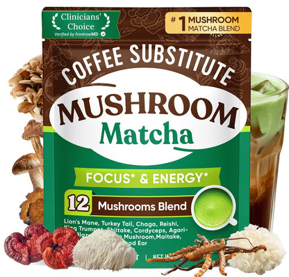 Venture Pal Pilz-Matcha-Pulver – 13 Superfood-Pilz-Kaffee-Alternative mit zeremoniellem Matcha-Pulver, 1,5B Probiotika für Konzentration, Energie & Verdauung