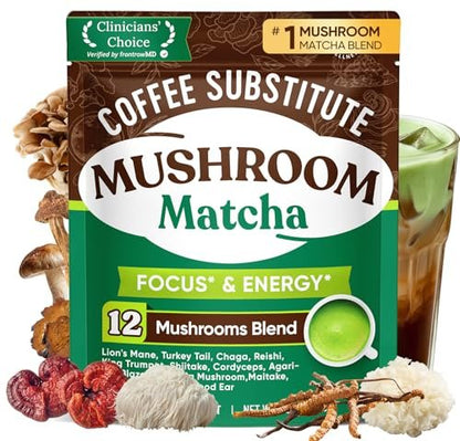 Venture Pal Pilz-Matcha-Pulver – 13 Superfood-Pilz-Kaffee-Alternative mit zeremoniellem Matcha-Pulver, 1,5B Probiotika für Konzentration, Energie & Verdauung