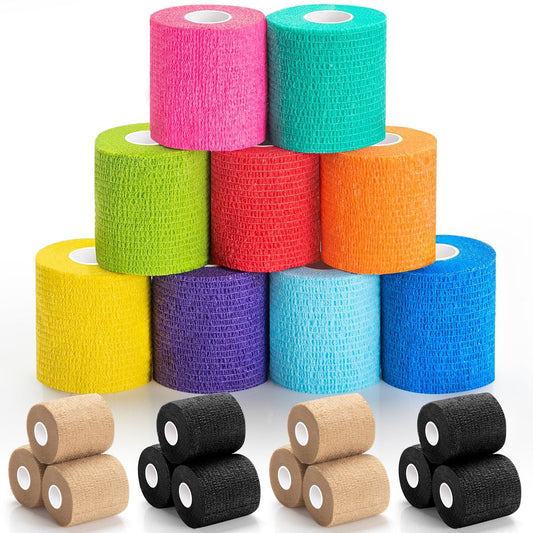 9er-Pack selbstklebende elastische Bandage – 2 Zoll × 5 Yards, kohäsive Bandage, Sportverband, selbsthaftendes Tape (mehrfarbig)
