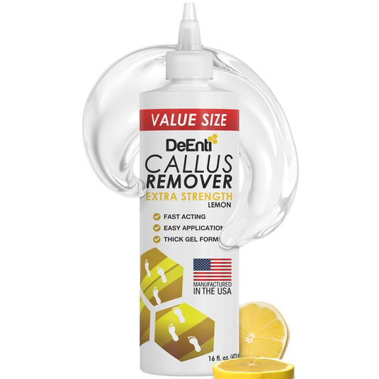 DeEnti Hornhautentferner für Füße, Extra starkes Fuß-Hornhautentferner-Gel, 16 oz, Salonqualität für zu Hause, für trockene Haut, rissige Fersen, professionelle Fußpflege, Zitrone