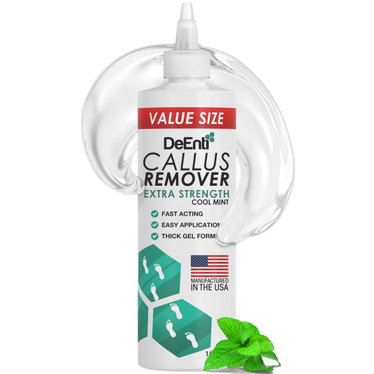 DeEnti Hornhautentferner für Füße, Extra starkes Fußpeeling-Gel, 473 ml Salonqualität für trockene Haut, rissige Fersen, professionelle Stärke, kühle Minze