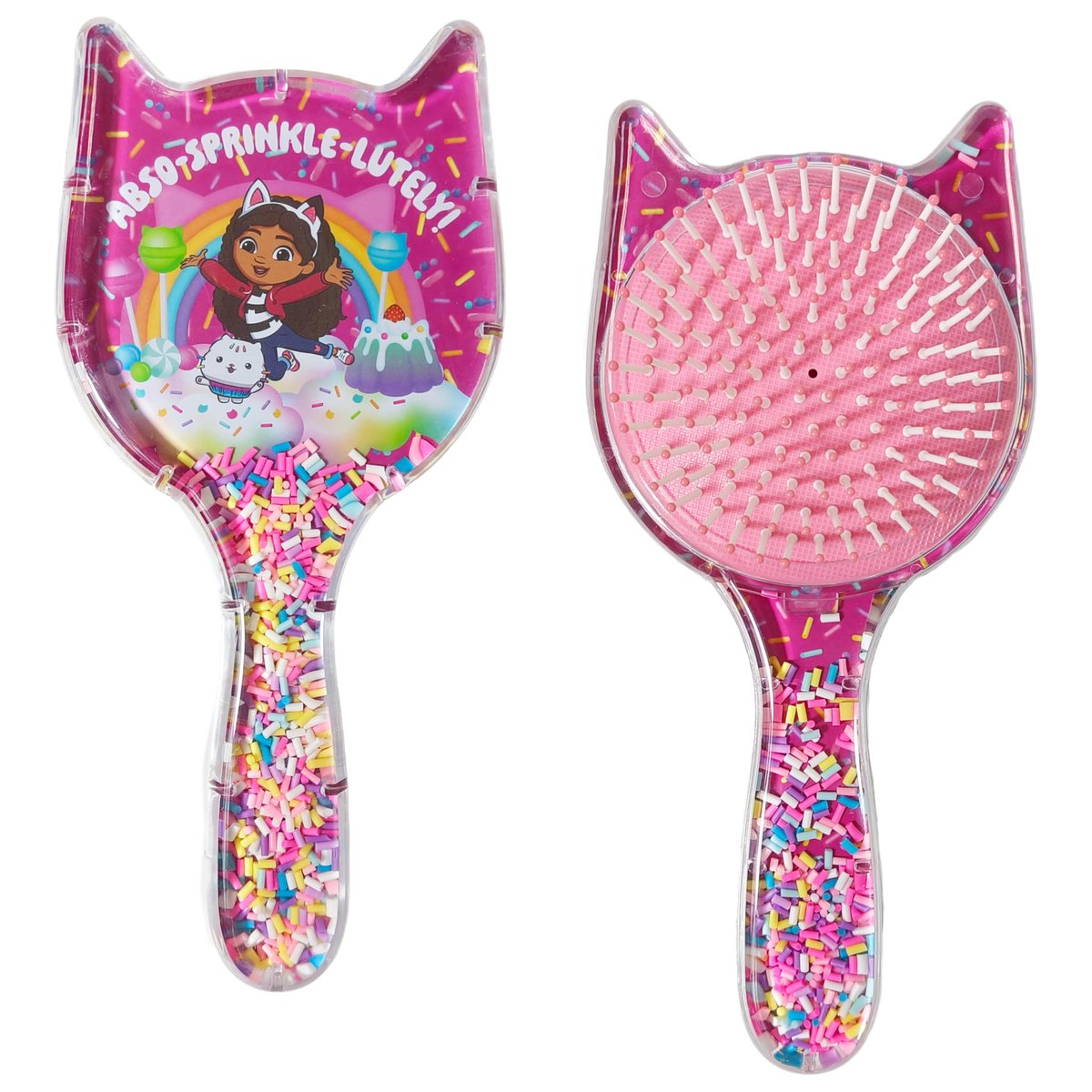 LUV HER Kinder Entwirrungsbürste mit Konfetti – Gabby's Dollhouse Design – Sanft zu nassem & trockenem Haar – für Kinder ab 3 Jahren – macht Haarpflege zum Spaß
