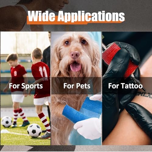 9er-Pack selbstklebende elastische Bandage – 2 Zoll × 5 Yards, kohäsive Bandage, Sportverband, selbsthaftendes Tape (mehrfarbig)
