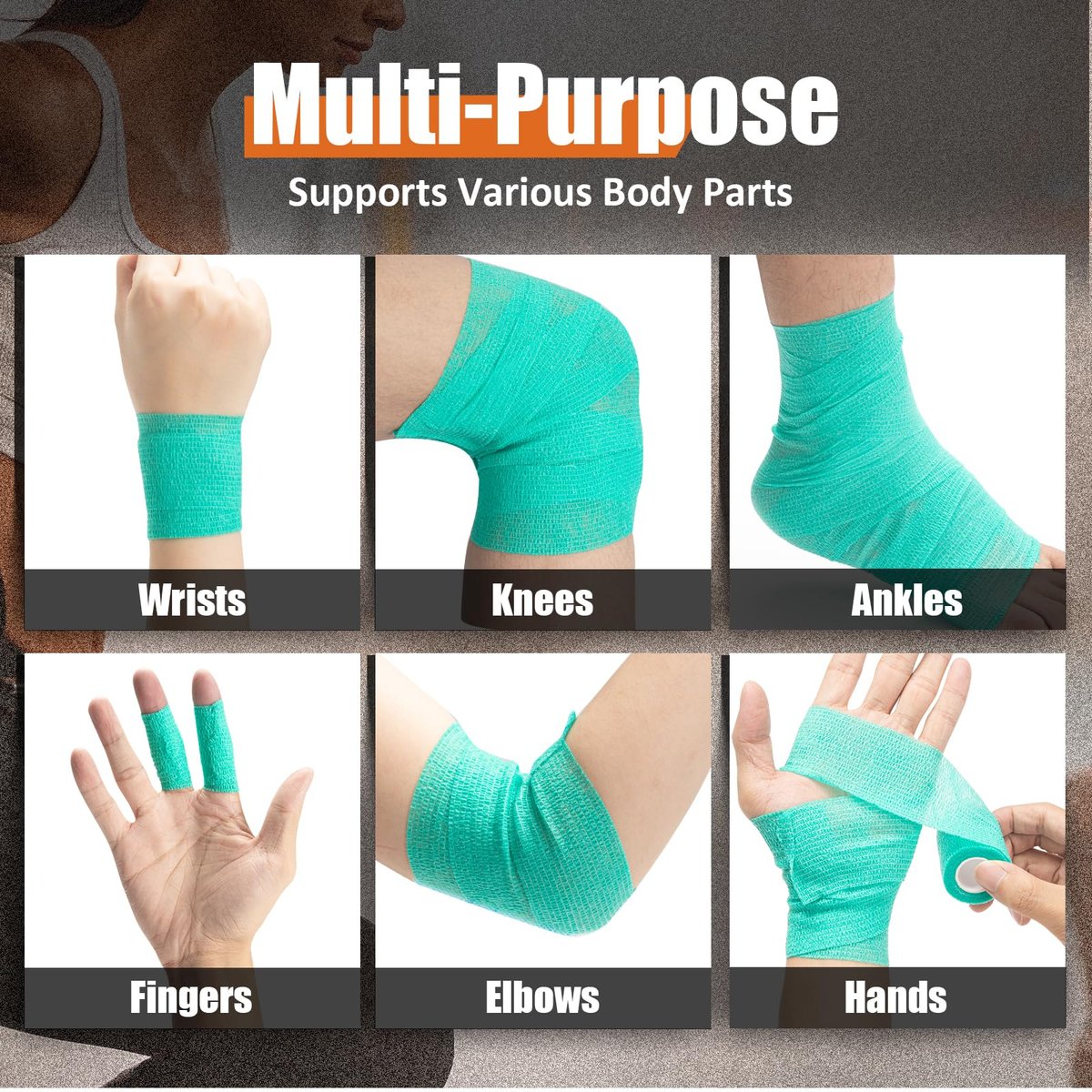 Upgraded 9er-Pack Selbstklebende Bandage – 2 Zoll × 5 Yards Elastische Kohäsionsbandage, Selbsthaftender Verband, Sportwickel, Selbstklebendes Handgelenkband (Beige)