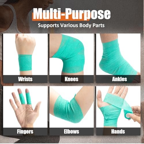 Upgraded 9er-Pack Selbstklebende Bandage – 2 Zoll × 5 Yards Elastische Kohäsionsbandage, Selbsthaftender Verband, Sportwickel, Selbstklebendes Handgelenkband (Beige)