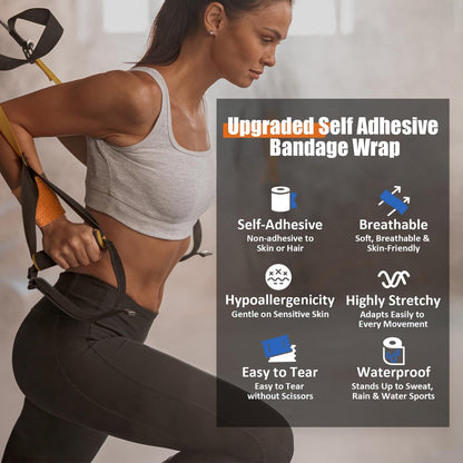 Upgraded 9er-Pack Selbstklebende Bandage – 2 Zoll × 5 Yards Elastische Kohäsionsbandage, Selbsthaftender Verband, Sportwickel, Selbstklebendes Handgelenkband (Beige)