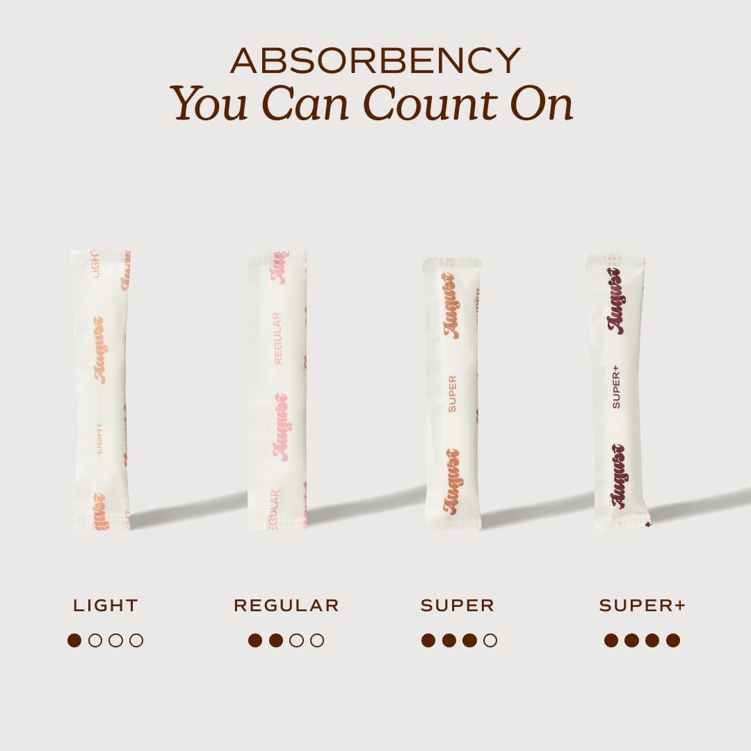 August Light Tampons – 24er Pack 100% Bio-Baumwolltampons für Frauen, ungiftig, parfümfrei, hautfreundlich mit langem Applikator